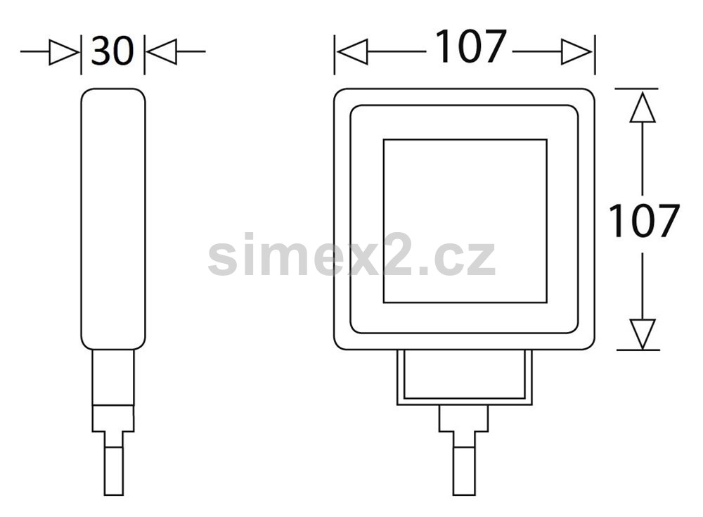 Pracovní světlo 650 lumenů, 9× LED, 107 × 107 × 30 mm